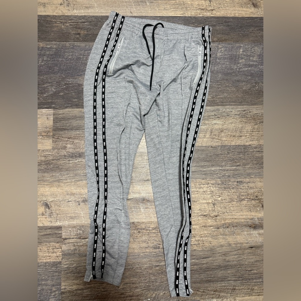 PINK Victoria's Secret Heather Gray Joggers with Black Accents